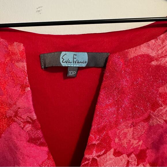 Anthropologie Eva Franco Pink Red Metallic Jacquard Fit & Flare Mini Dress 10P - Picture 6 of 10